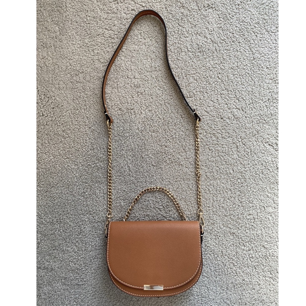Zara Oval Tan Messenger Crossbody Bag